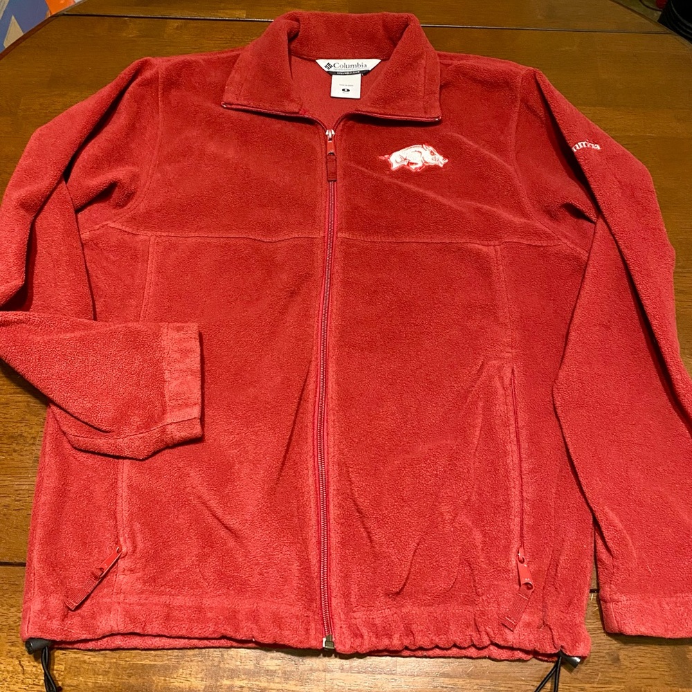 Columbia Arkansas Razorbacks Fleece Jacket, Size Small